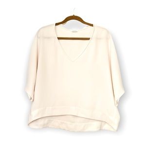 Club Monaco White V-Neck Draped Top Medium